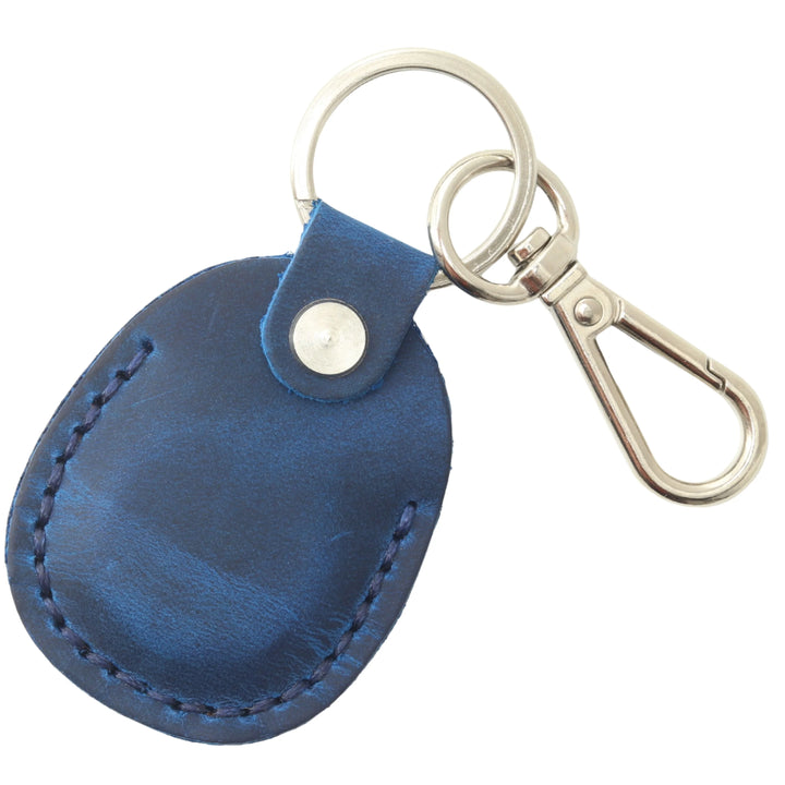 Leather AirTag Holder Keychain v2.0 — Blue