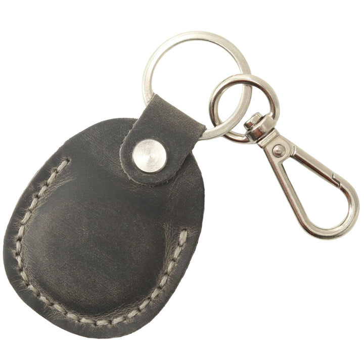 Leather AirTag Holder Keychain v2.0 — Gray