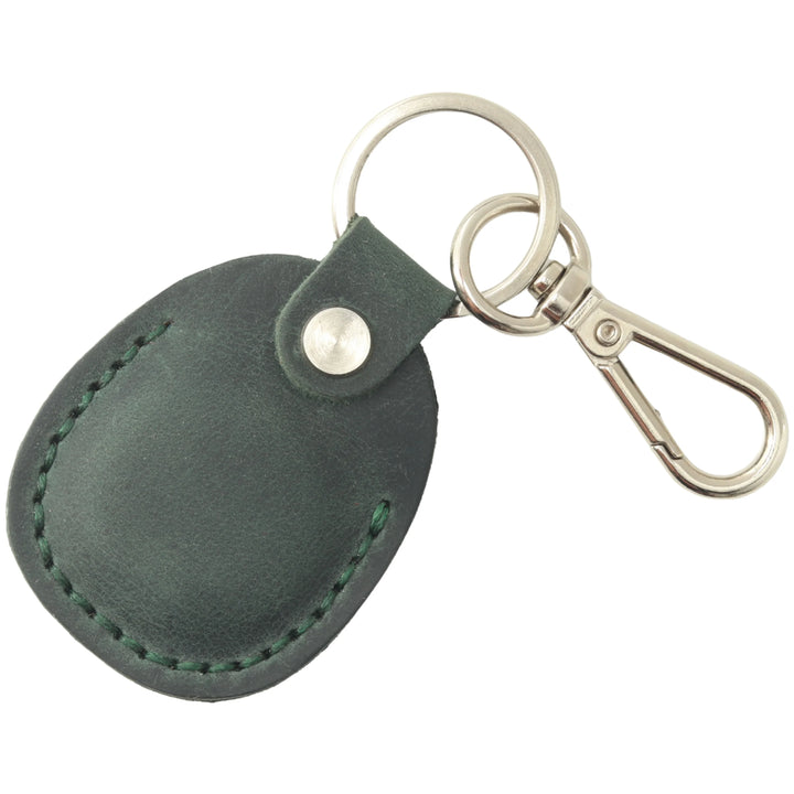 Leather AirTag Holder Keychain v2.0 — Green