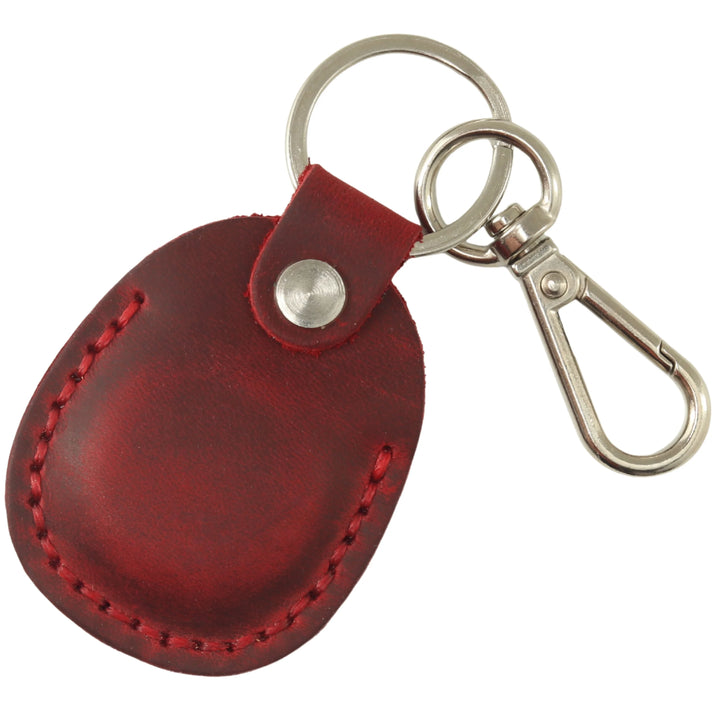 Leather AirTag Holder Keychain v2.0 — Red