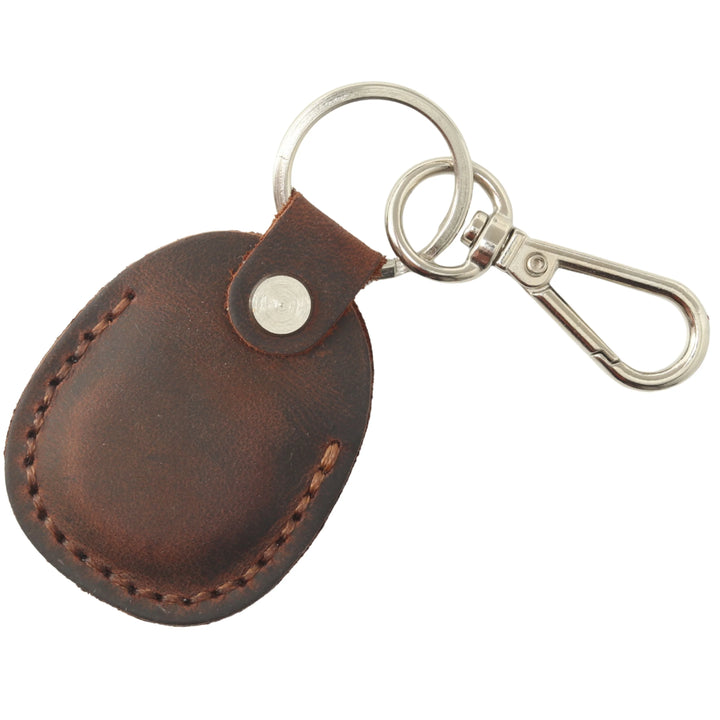 Tan leather AirTag holder keychain v2.0 with heavy-duty clip #Tan