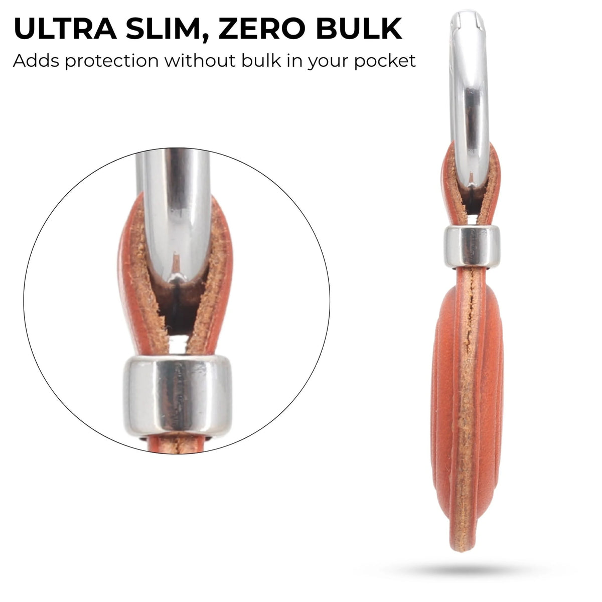 Ultra slim pocket tool with wooden handle and metal components on a white background 