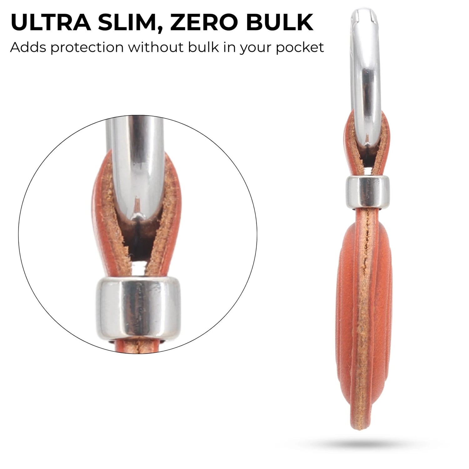 Ultra slim pocket tool with wooden handle and metal components on a white background