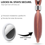 Product with a metallic component and wooden texture, featuring text about security and fit. 