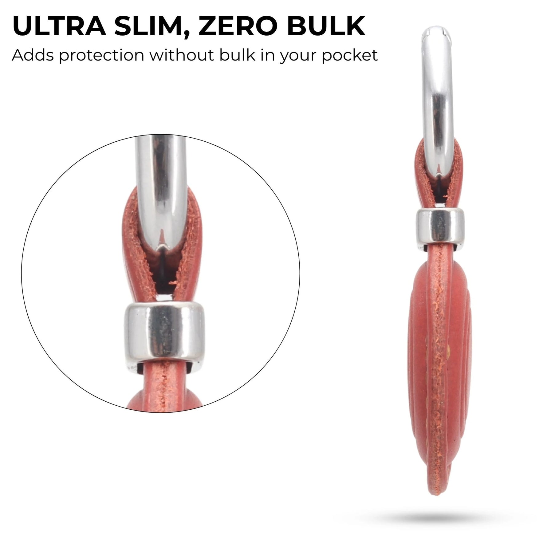 Ultra slim product with pink casing and silver accents on a white background 