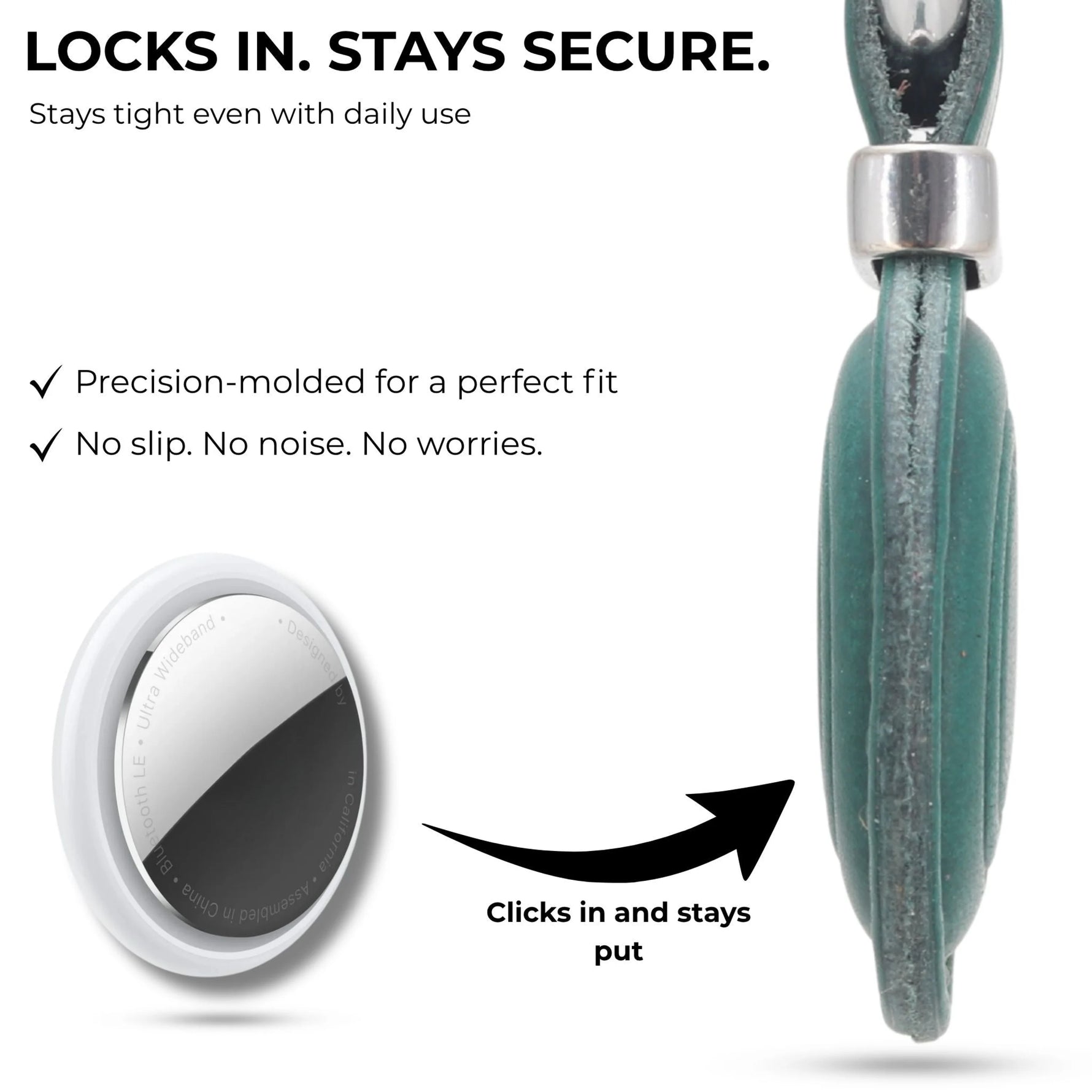 Teal and silver product with text highlighting security features on a white background 