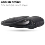 Black case with a white object inside, labeled 'Lock-In Design' on a white background. 