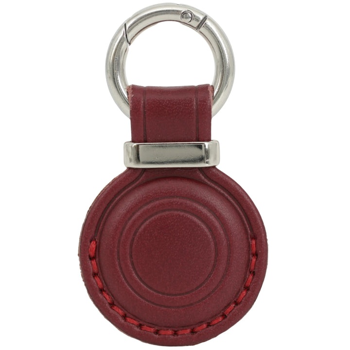 Leather AirTag Holder Keychain v3.0 — Burgundy