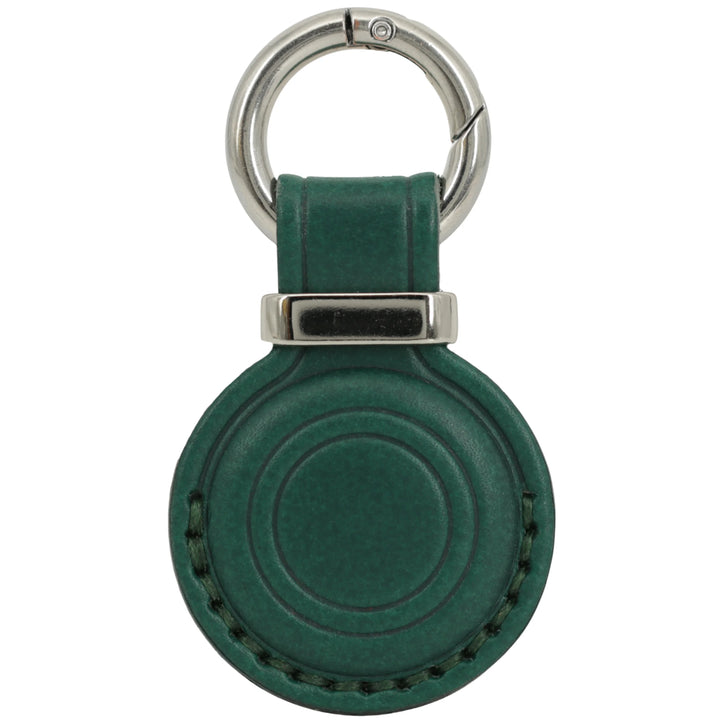 Leather AirTag Holder Keychain v3.0 — Green