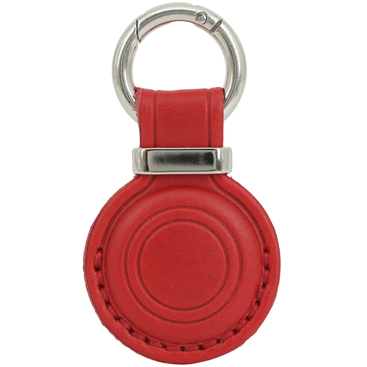 Leather AirTag Holder Keychain v3.0 — Red