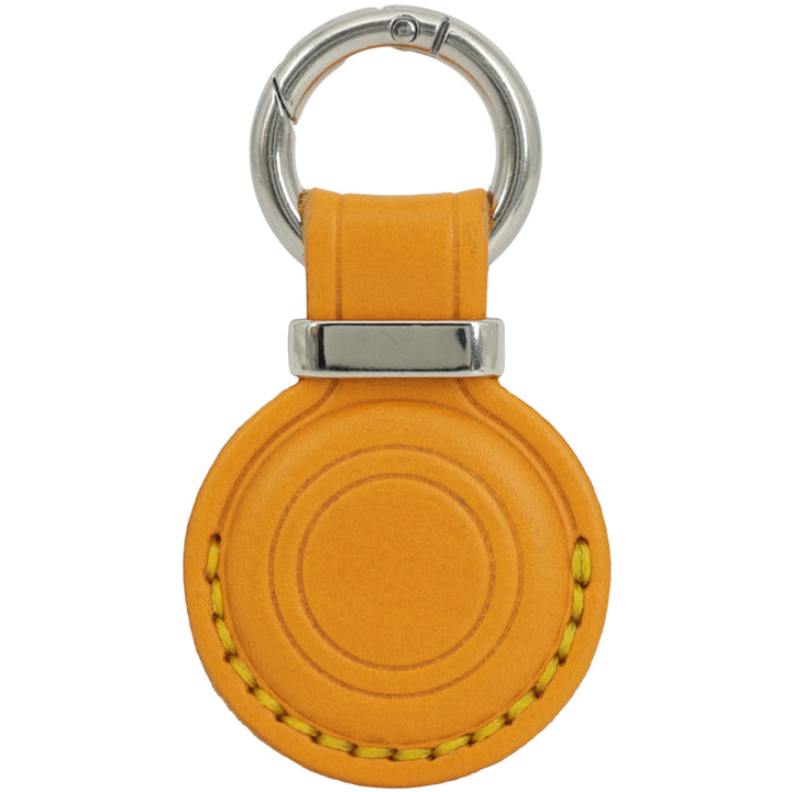 Leather AirTag Holder Keychain v3.0 — Yellow