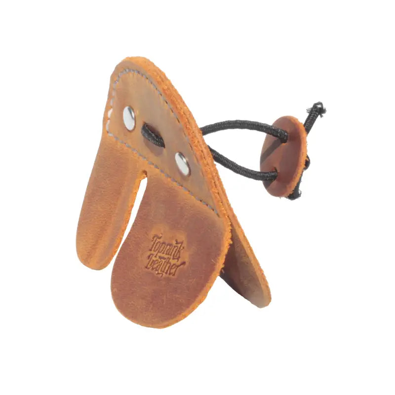 Brown leather archery finger tab for comfortable archery shooting tab and archery equipment 