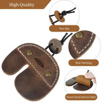 Brown leather archery finger tab for secure shooting, part of quality archery equipment 
