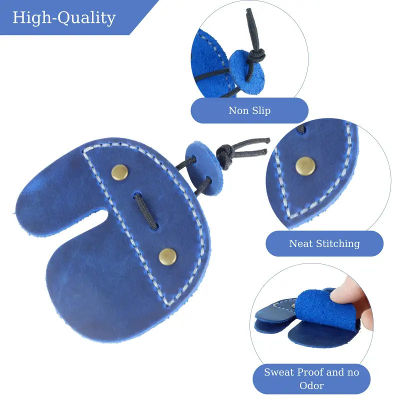 Blue leather archery finger tab for comfortable archery shooting tab and archery equipment 
