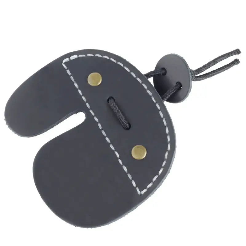 Black leather archery finger tab for precision and comfort in archery shooting