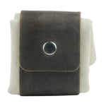 Brown leather pouch with a button on a white background 