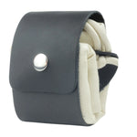 Black leather case with a white rope inside on a white background 