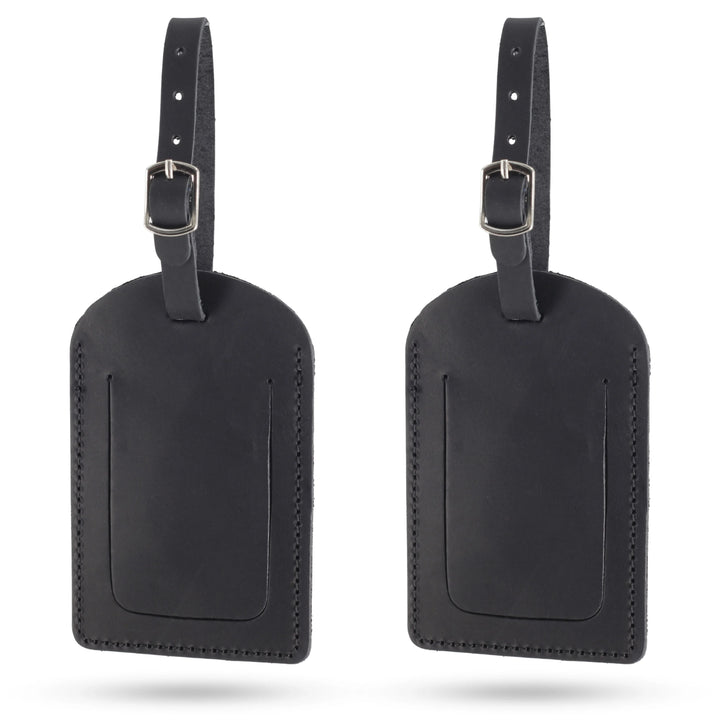 Leather Luggage Tag — Black 2 Pack