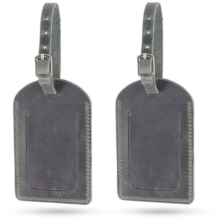 Leather Luggage Tag — Green 2 Pack