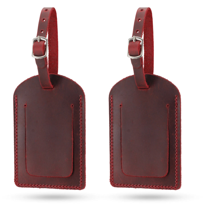 Leather Luggage Tag — Red 2 Pack