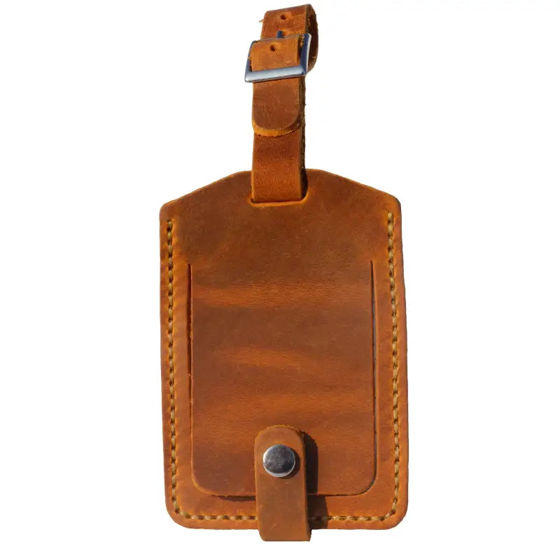 Brown leather luggage tag from Full-Grain Leather Luggage Tags for stylish travel