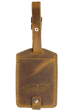 Two brown leather luggage tags made of full-grain leather for stylish bag tags 2 