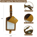 Leather Luggage Tags with Metal Buckle and Snap Closure in Full-Grain Leather Luggage 