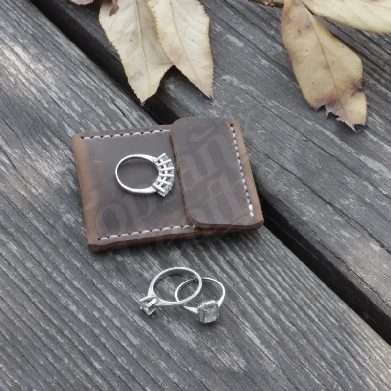 Leather Wedding Ring Case featuring a stylish ring holder for elegant jewelry storage