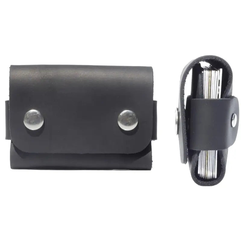 Black leather key holder from Minimalist Leather Card Holder, a stylish leather cardholder 