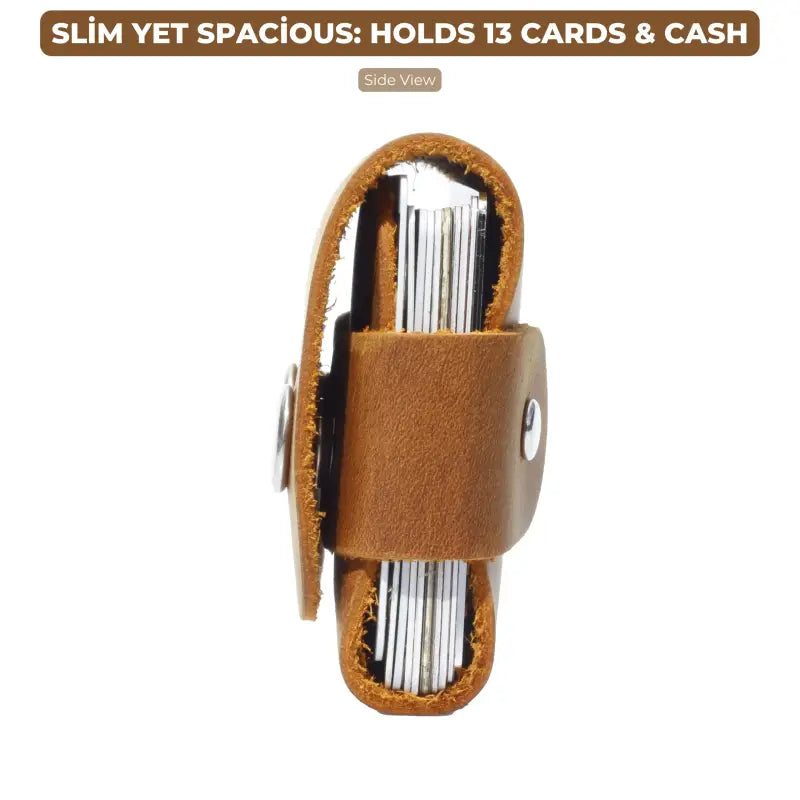 Brown leather card holder featuring minimalist design, premium leather cardholder wallet 