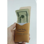 Tan leather wallet with cash from the Origa Elite Handmade Leather Wallet collection