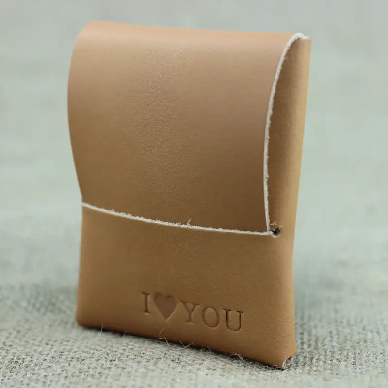 Tan leather cardholder from Origa Elite, handcrafted stitchless leather card wallet