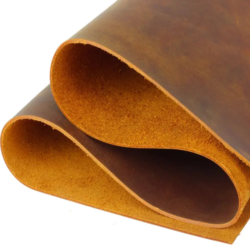 Folded brown Full-Grain Genuine Leather Sheets for crafts and tooling leather projects #Camel