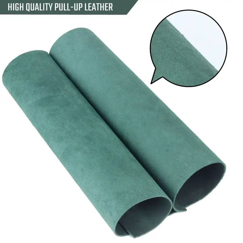 Two rolls of green pull-up leather in Full-Grain Genuine Leather Sheets for Crafts 
