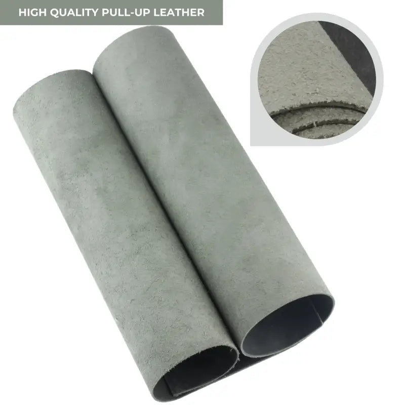 Two rolls of gray full grain leather sheets for crafts and DIY projects 