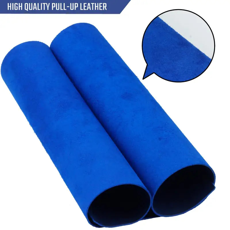 Rolled blue leather showcasing Full-Grain Genuine Leather Sheets for crafts and tooling 