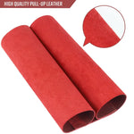 Red pull-up leather rolls for crafting, tooling leather, and veg tan leather projects