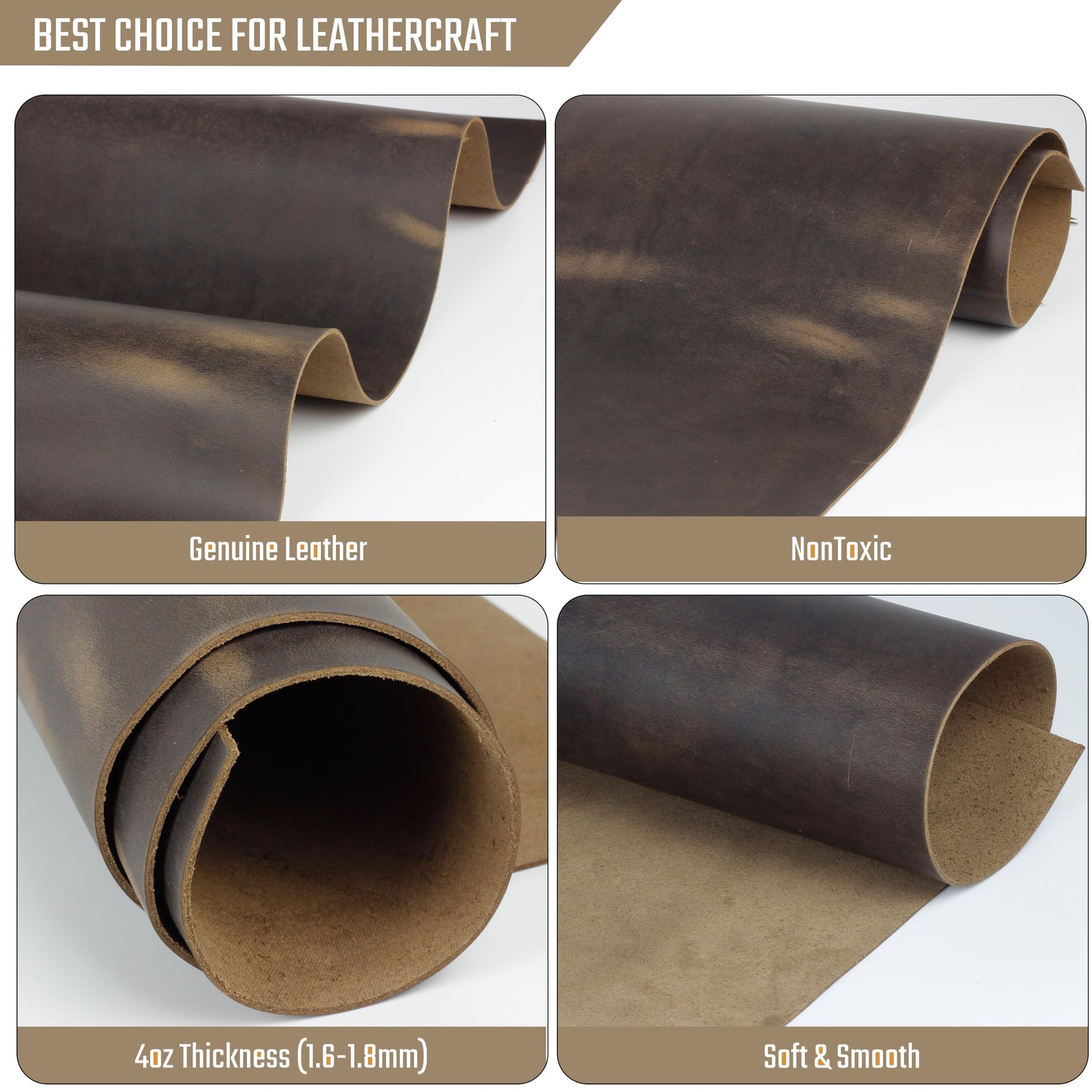 Leathercraft material samples of Premium Full Grain Leather Sheets for Crafts and DIY