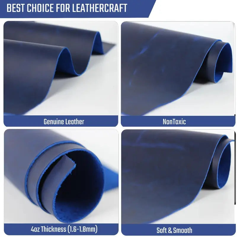 Blue leather sheets for crafts, perfect for tooling leather and veg tan leather projects