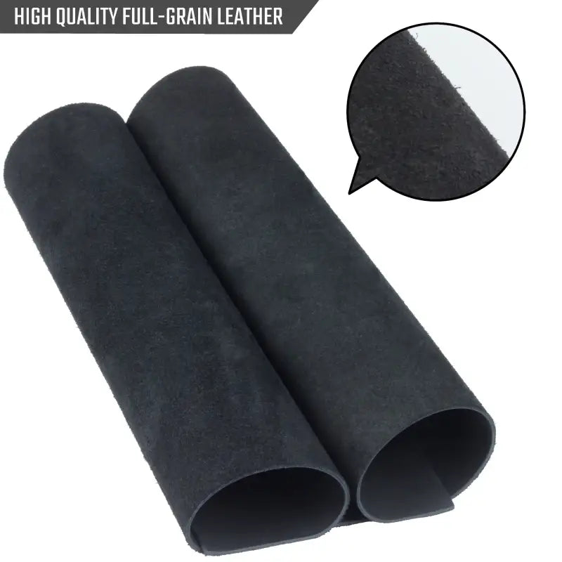 Rolled black leather, ideal for crafting, tooling leather, and veg tan leather projects