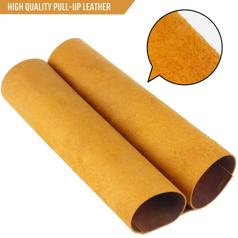 Two rolls of yellow pull-up leather from Full-Grain Genuine Leather Sheets for Crafts