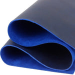 Folded blue leather sheet ideal for crafts, tooling leather, and veg tan leather projects