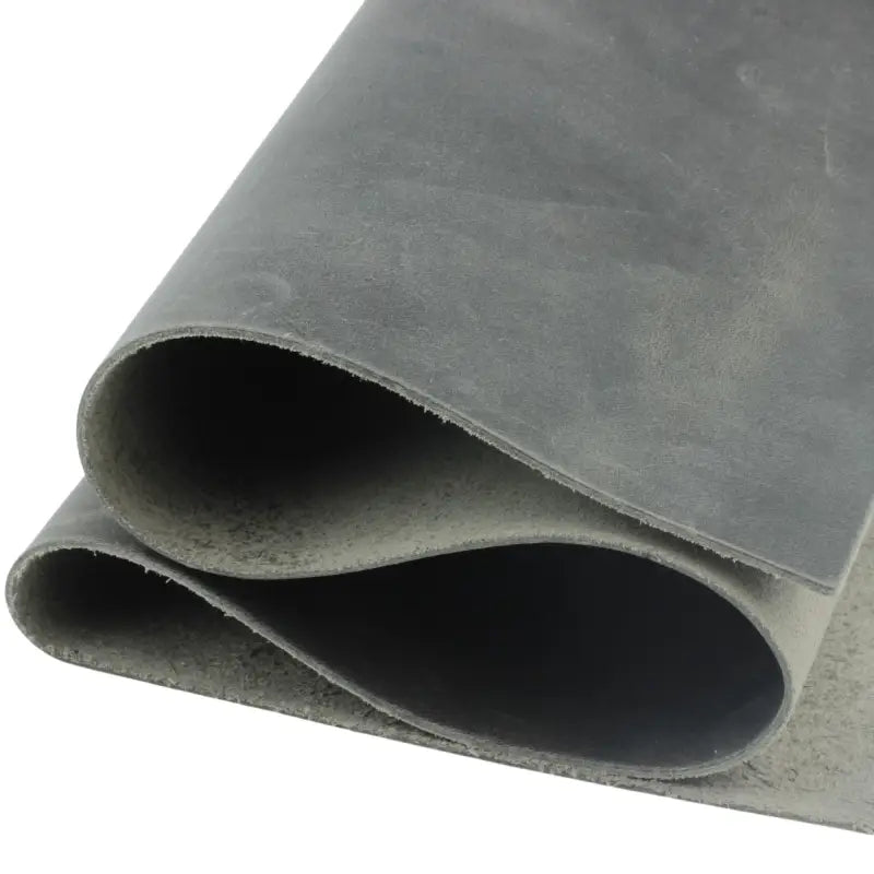 Folded gray leather sheet showcasing Premium Full Grain Leather for crafting projects 