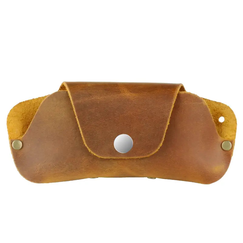 Brown Leather Eyeglass & Sunglasses Case, Slim Leather Eyeglass Case for Protection 