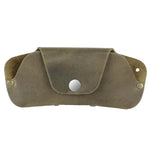 Brown leather eyeglass case with snap closure, slim leather sunglasses case for stylish protection 