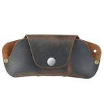 Brown leather eyeglass case for sunglasses, slim leather eyeglass and sunglasses case 