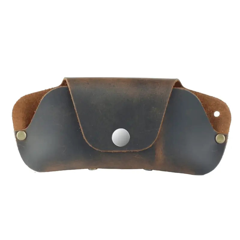 Brown leather eyeglass case for stylish protection of glasses and sunglasses