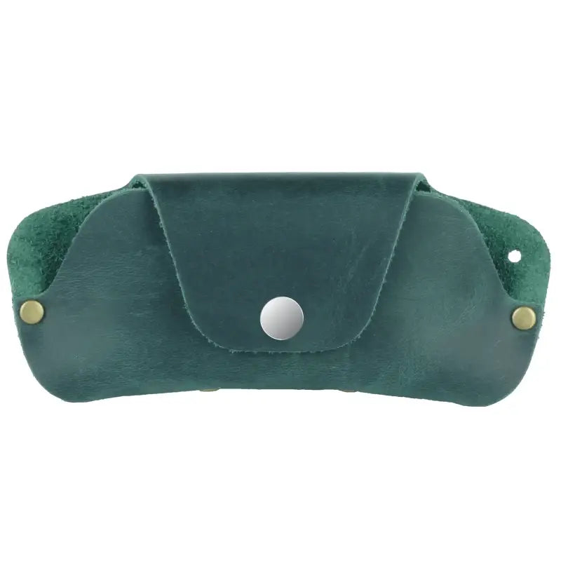 Green leather eyeglass case in a stylish Slim Leather Eyeglass and Sunglasses Case