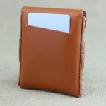 Brown leather card holder showcasing the Compact Handcrafted Leather Card Holder Wallet