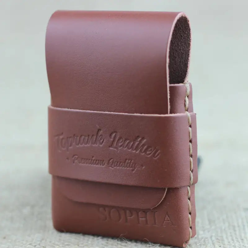 Brown leather card wallet from Strapold Mini handmade leather wallets collection